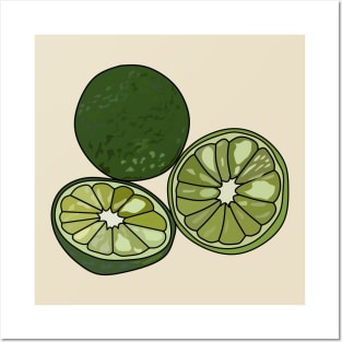 Kaffir lime cartoon illustration Posters and Art